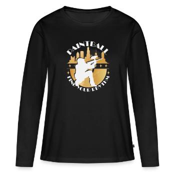 Rythme paintball - T-shirt manches longues Premium bio Femme - noir - Devant - Julia (174cm)