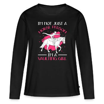 Voltigieren Pferdesport Pferde Reitsport Geschenk - Frauen Premium Bio Langarmshirt - Schwarz - Vorne - Julia (174cm)