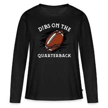 Retro Groovy Dibs sur le quarterback, drôle - T-shirt manches longues Premium bio Femme - noir - Devant - Julia (174cm)
