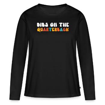 Retro Groovy Dibs sur le quarterback, drôle - T-shirt manches longues Premium bio Femme - noir - Devant - Julia (174cm)