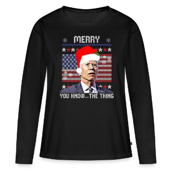 Joyeux vous savez la chose, Noël Biden 2022, - T-shirt manches longues Premium bio Femme - noir - Devant - Julia (174cm)