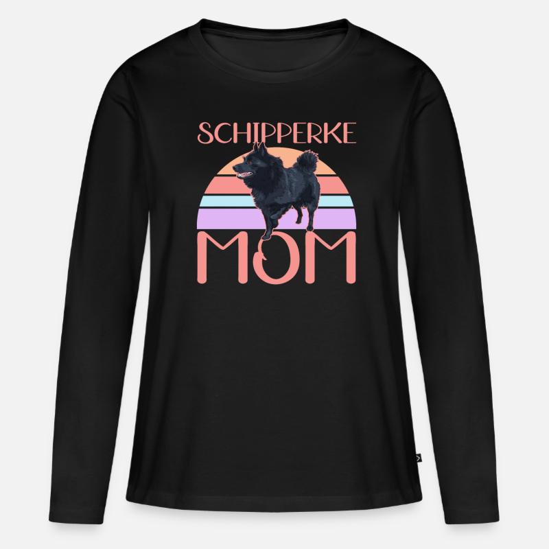 Schipperke Mom Hundehalter Hundebesitzer Geschenk - Frauen Premium Bio Langarmshirt - Schwarz