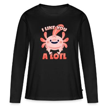 Jeux de mots Axolotl - T-shirt manches longues Premium bio Femme - noir - Devant - Julia (174cm)