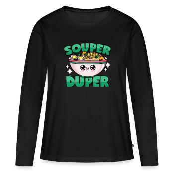 Soupe ramen: « Souper Duper » - T-shirt manches longues Premium bio Femme - noir - Devant - Julia (174cm)