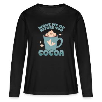 Cacao : Réveille-moi avant toi Cacao - T-shirt manches longues Premium bio Femme - noir - Devant - Julia (174cm)