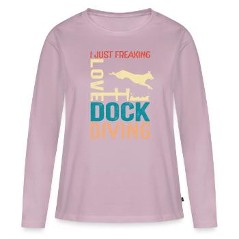 Dock Diving Hunde Hundesport Geschenk - Frauen Premium Bio Langarmshirt - Altrosa - Vorne - Julia (174cm)