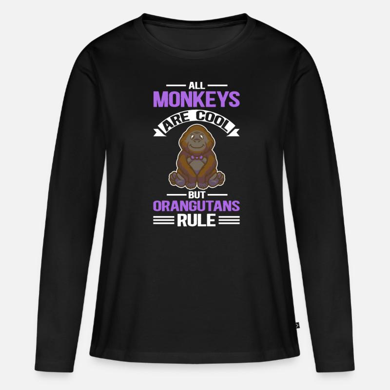 Orang-Utan Affen Orangutan Geschenk - Frauen Premium Bio Langarmshirt - Schwarz