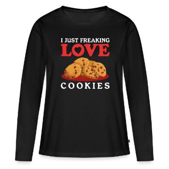 Cookies Cookies Cookie Baking Cookies Cadeau - T-shirt manches longues Premium bio Femme - noir - Devant - Julia (174cm)