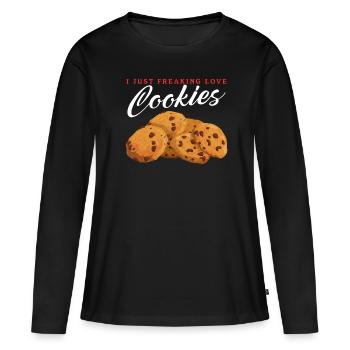 Cookies Cookie Baking Cookie Cookie Gift - T-shirt manches longues Premium bio Femme - noir - Devant - Julia (174cm)