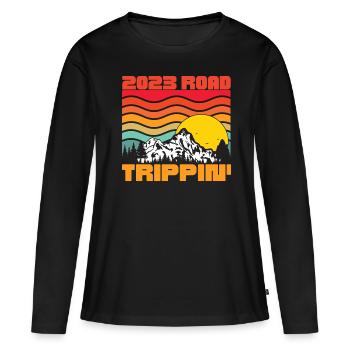 Road Trippin 2023, Road Trip 2023 Shirt, Familie - Frauen Premium Bio Langarmshirt - Schwarz - Vorne - Julia (174cm)