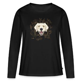 Goldener Hund Golden Retriever - Frauen Premium Bio Langarmshirt - Schwarz - Vorne - Julia (174cm)