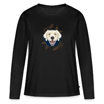 Goldener Hund Golden Retriever - Frauen Premium Bio Langarmshirt - Schwarz - Vorne - Julia (174cm)
