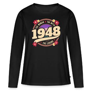 Woman 1948 The Legend 75 Years Anniversary - Women's Premium Organic Long Sleeve Shirt - black - Front - Julia (174cm)