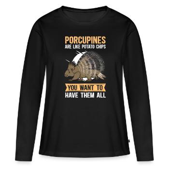 Porc-épic | Cadeau de porc-épic - T-shirt manches longues Premium bio Femme - noir - Devant - Julia (174cm)