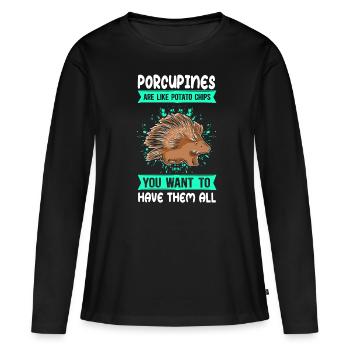 Porcs-épics Cadeau de porc-épic - T-shirt manches longues Premium bio Femme - noir - Devant - Julia (174cm)
