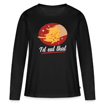 Frites restauration rapide frites restauration rapide cadeau - T-shirt manches longues Premium bio Femme - noir - Devant - Julia (174cm)
