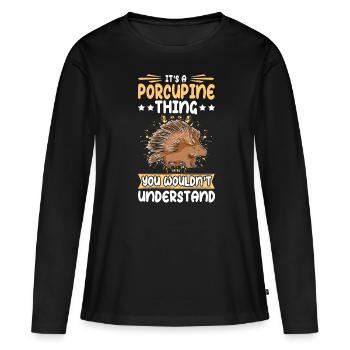 Porcs-épics Cadeau de porc-épic - T-shirt manches longues Premium bio Femme - noir - Devant - Julia (174cm)