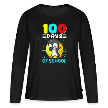 100 Schultage Kinder Schule Schüler Geschenk - Frauen Premium Bio Langarmshirt - Schwarz - Vorne - Julia (174cm)