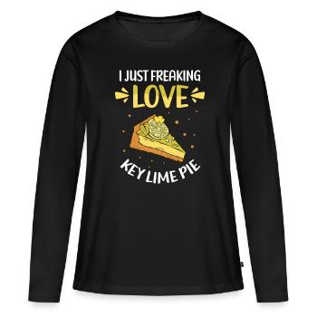 Tarte au citron vert Gâteau au citron cadeau - T-shirt manches longues Premium bio Femme - noir - Devant - Julia (174cm)