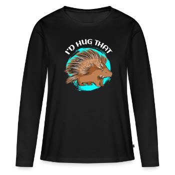 Porc-épic | Cadeau de porcs-épics - T-shirt manches longues Premium bio Femme - noir - Devant - Julia (174cm)