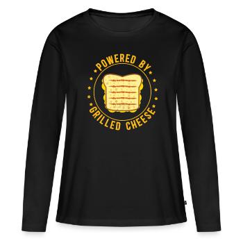 Fromage grillé Fromage Amateur de fromage Cadeau - T-shirt manches longues Premium bio Femme - noir - Devant - Julia (174cm)