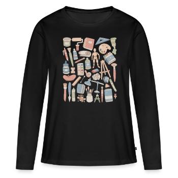 Art et créativité - T-shirt manches longues Premium bio Femme - noir - Devant - Julia (174cm)