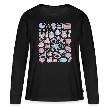 Bébé - T-shirt manches longues Premium bio Femme - noir - Devant - Julia (174cm)