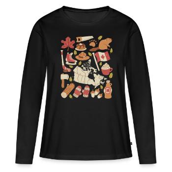 Kanada - Frauen Premium Bio Langarmshirt - Schwarz - Vorne - Julia (174cm)