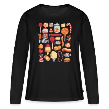 Sucreries - T-shirt manches longues Premium bio Femme - noir - Devant - Julia (174cm)