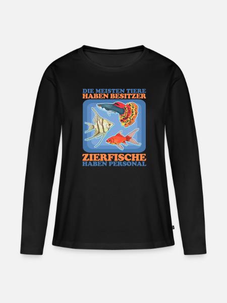 Aquaristik Aquarium Aquarianer Zierfisch Geschenk - Frauen Premium Bio Langarmshirt - Schwarz