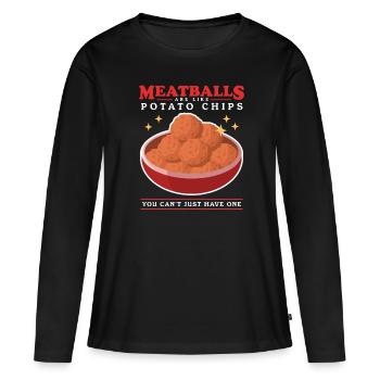 Boulettes de viande Boulettes de viande Boulettes de viande Cadeaux - T-shirt manches longues Premium bio Femme - noir - Devant - Julia (174cm)
