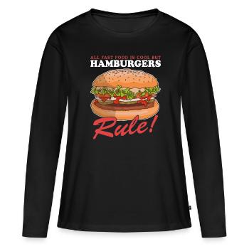 Hamburger Fast Food Burger Fast Food Cadeau - T-shirt manches longues Premium bio Femme - noir - Devant - Julia (174cm)