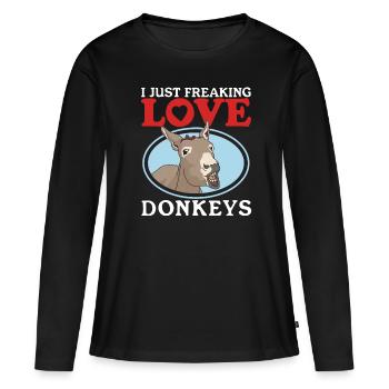 Âne propriétaire âne âne amoureux cadeau d’âne - T-shirt manches longues Premium bio Femme - noir - Devant - Julia (174cm)
