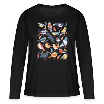 Vögel - Frauen Premium Bio Langarmshirt - Schwarz - Vorne - Julia (174cm)