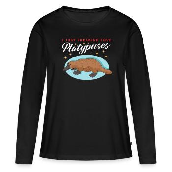 Ornithorynque Cadeau Ornithorynque - T-shirt manches longues Premium bio Femme - noir - Devant - Julia (174cm)