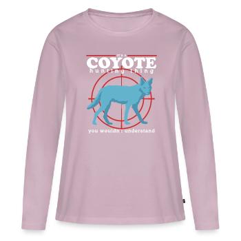 Chasseur Chasse Chasse Permis de chasse Cadeau de chasseresse - T-shirt manches longues Premium bio Femme - rose poudré - Devant - Julia (174cm)