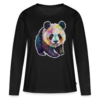 BÉBÉ PANDA AQUARELLE - T-shirt manches longues Premium bio Femme - noir - Devant - Julia (174cm)