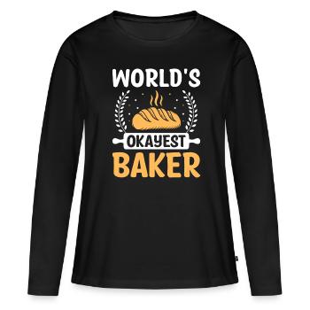 Boulangerie Boulangerie Pâtisserie Confiserie Boulanger Confiserie - T-shirt manches longues Premium bio Femme - noir - Devant - Julia (174cm)