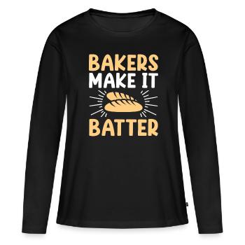 Boulangerie Boulangerie Pâtisserie Confiserie Boulanger Confiserie - T-shirt manches longues Premium bio Femme - noir - Devant - Julia (174cm)