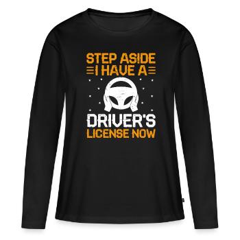 Permis de conduire passé Nouveau permis de conduire S - T-shirt manches longues Premium bio Femme - noir - Devant - Julia (174cm)