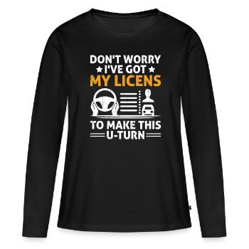 Permis de conduire passé Nouveau permis de conduire S - T-shirt manches longues Premium bio Femme - noir - Devant - Julia (174cm)