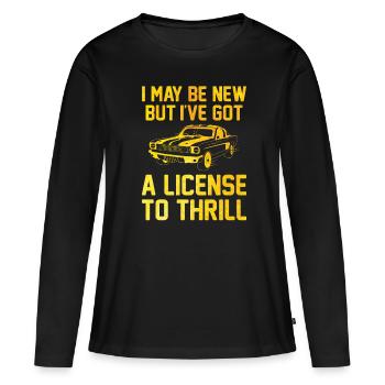 Permis de conduire passé Nouveau permis de conduire S - T-shirt manches longues Premium bio Femme - noir - Devant - Julia (174cm)