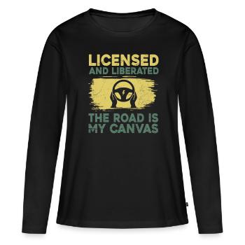 Permis de conduire passé Nouveau permis de conduire S - T-shirt manches longues Premium bio Femme - noir - Devant - Julia (174cm)