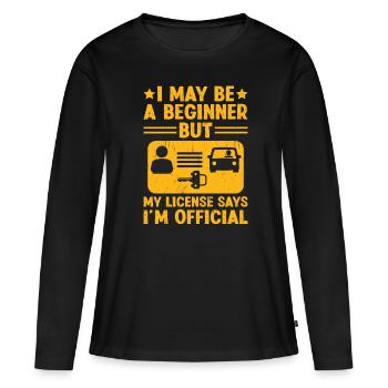Permis de conduire passé Nouveau permis de conduire S - T-shirt manches longues Premium bio Femme - noir - Devant - Julia (174cm)