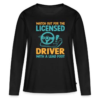 Permis de conduire passé Nouveau permis de conduire S - T-shirt manches longues Premium bio Femme - noir - Devant - Julia (174cm)