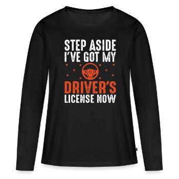 Permis de conduire passé Nouveau permis de conduire S - T-shirt manches longues Premium bio Femme - noir - Devant - Julia (174cm)
