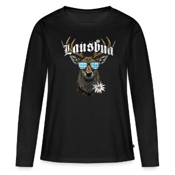 Lausbua T-shirt Chemise traditionnelle homme Chemise traditionnelle - T-shirt manches longues Premium bio Femme - noir - Devant - Julia (174cm)