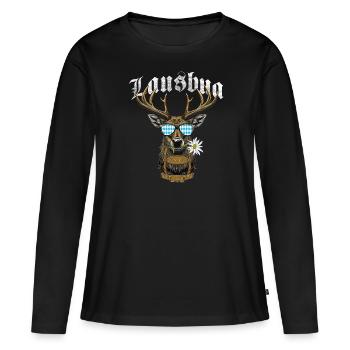 Lausbua T-shirt Chemise traditionnelle homme Chemise traditionnelle - T-shirt manches longues Premium bio Femme - noir - Devant - Julia (174cm)