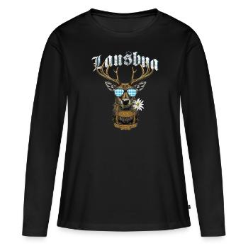 Lausbua T-shirt Chemise traditionnelle homme Chemise traditionnelle - T-shirt manches longues Premium bio Femme - noir - Devant - Julia (174cm)