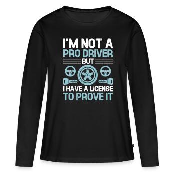 Permis de conduire passé Nouveau permis de conduire S - T-shirt manches longues Premium bio Femme - noir - Devant - Julia (174cm)